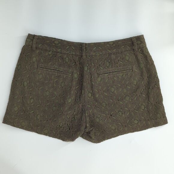 Ann Taylor LOFT Dark Forest Green Lace Floral Shorts 6 Original - Picture 2 of 10